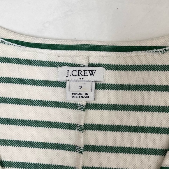 J. Crew Factory White Green Striped V Neck Cap Sleeve Dress Size Small - Picture 4 of 5